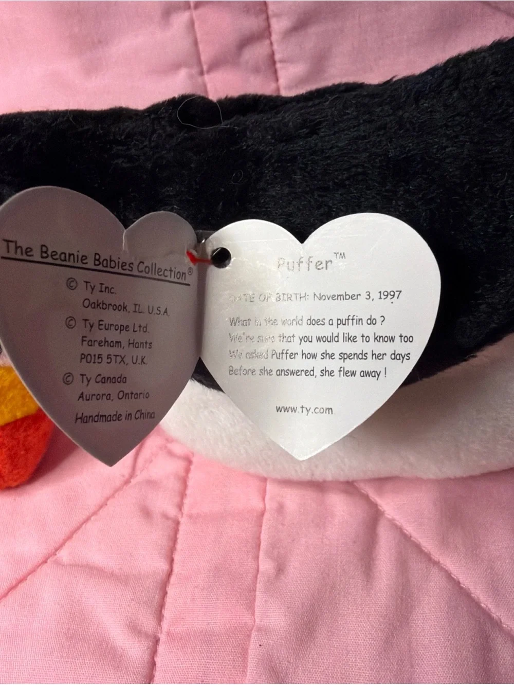 Vtg Ty Beanie Baby Puffer Puffin Extinct Bird 1997 Retired PE Plush Toy Penguin